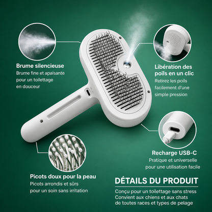 CalmaPet - Brosse à vapeur