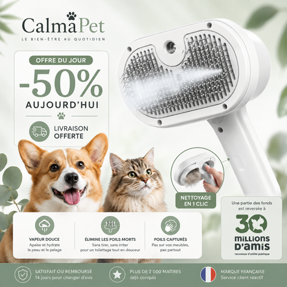 CalmaPet - Brosse à vapeur
